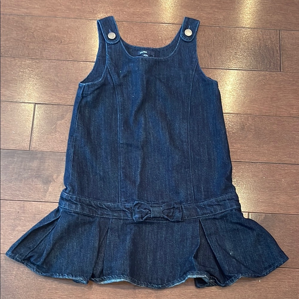 Denim Sleeveless Dress with Bow Detail